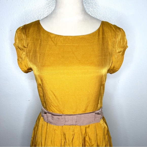 MODCLOTH Dear Creatures Gillian Fit & Flare Mini Dress Marigold Tan Size Small - Picture 6 of 11